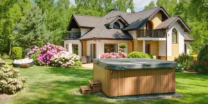 Jacuzzi couvert dans le jardin