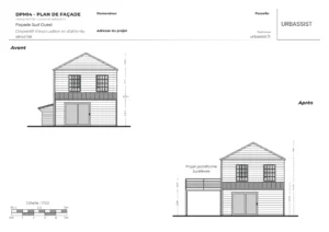 Plan de façades permis de construire terrasse sur pilotis