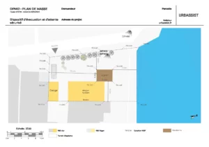 Plan de masse pour permis de construire terrasse sur pilotis