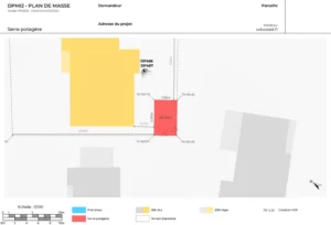 Exemple de plan de masse pour serre potagère