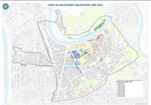 Carte zones de ravalement obligatoire à Grenoble